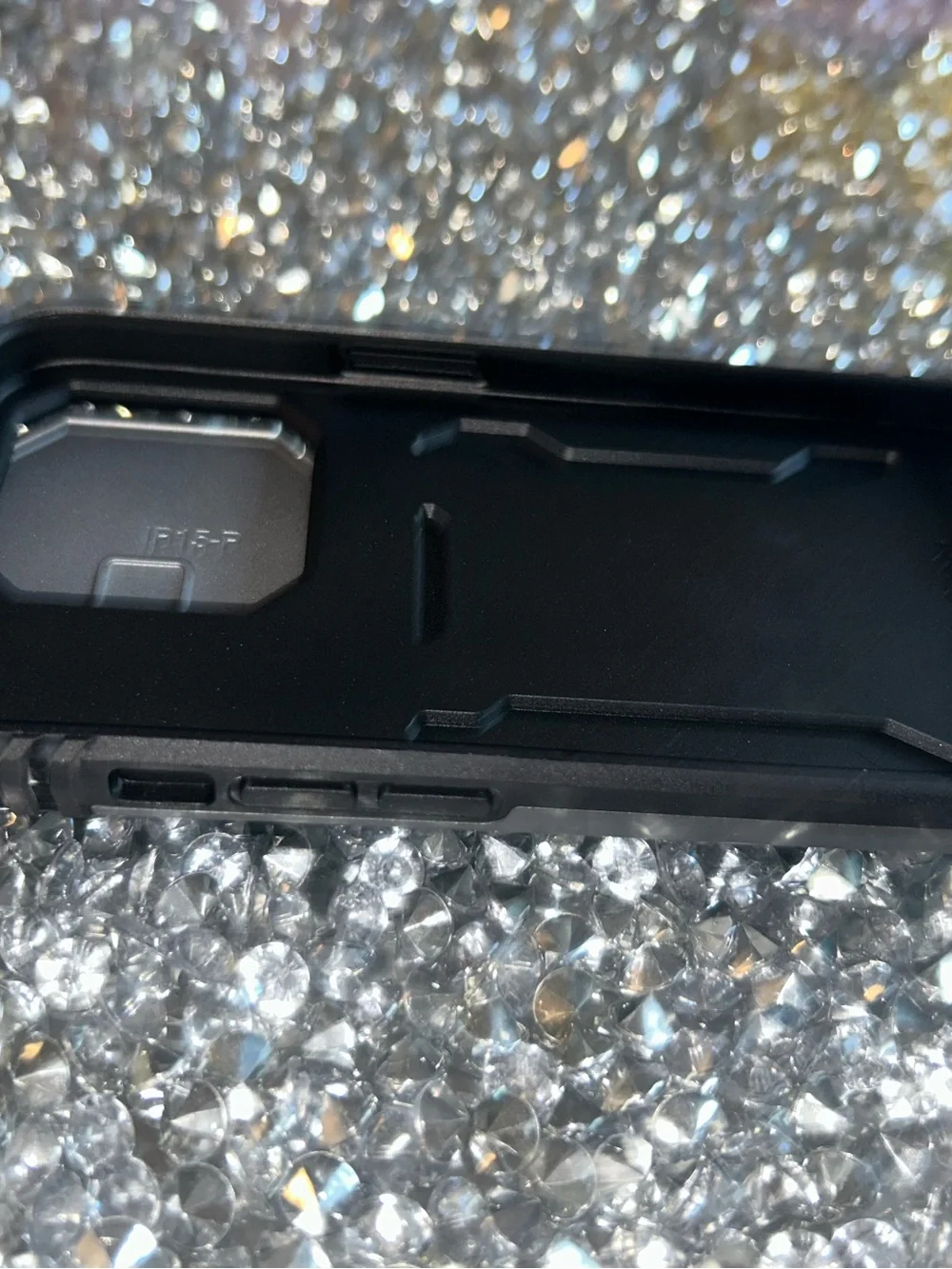 iPhone 15 pro Wallet Rugged Silver Tech Device Case with Black Accents